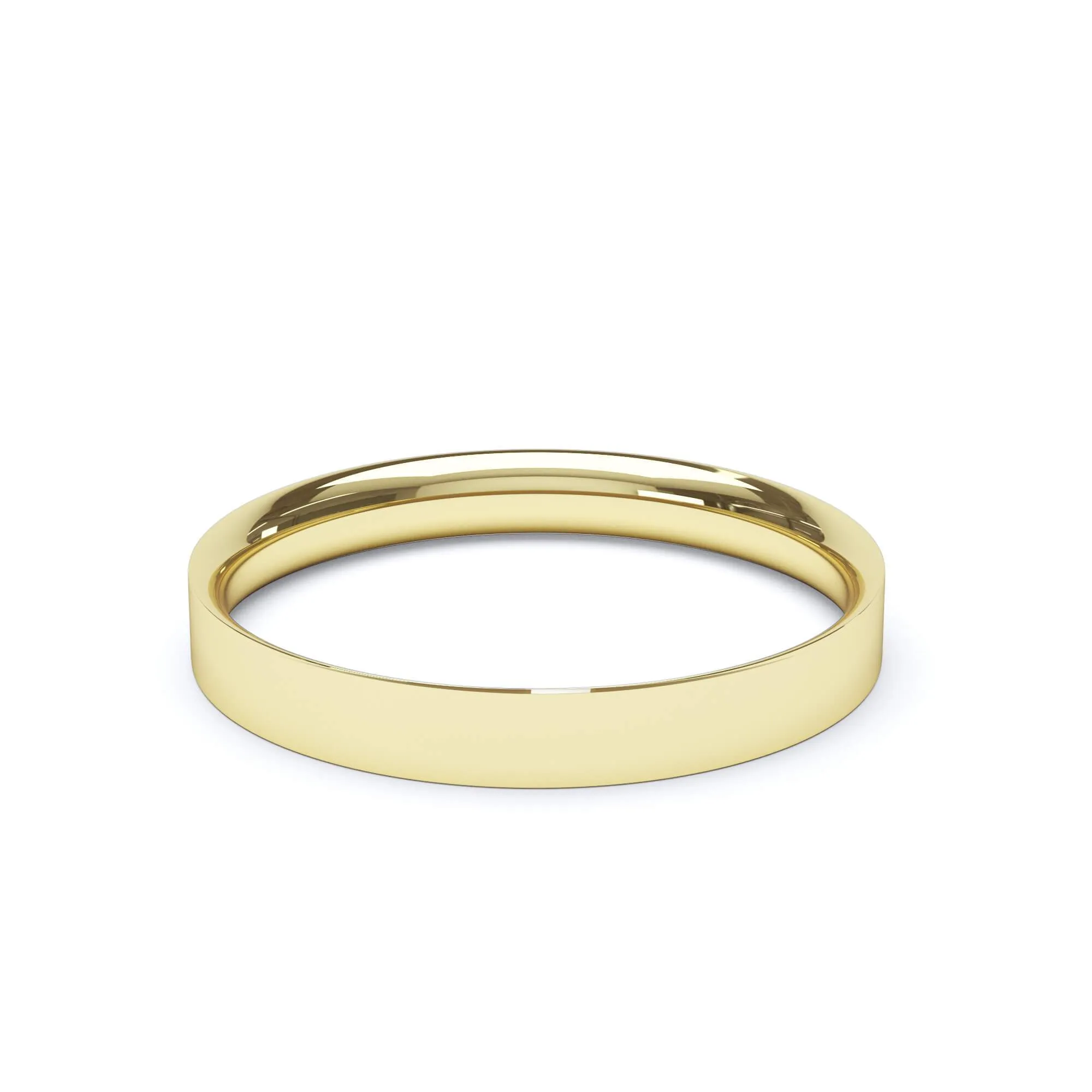 - Flat Court Profile Plain Wedding Ring 18k Yellow Gold