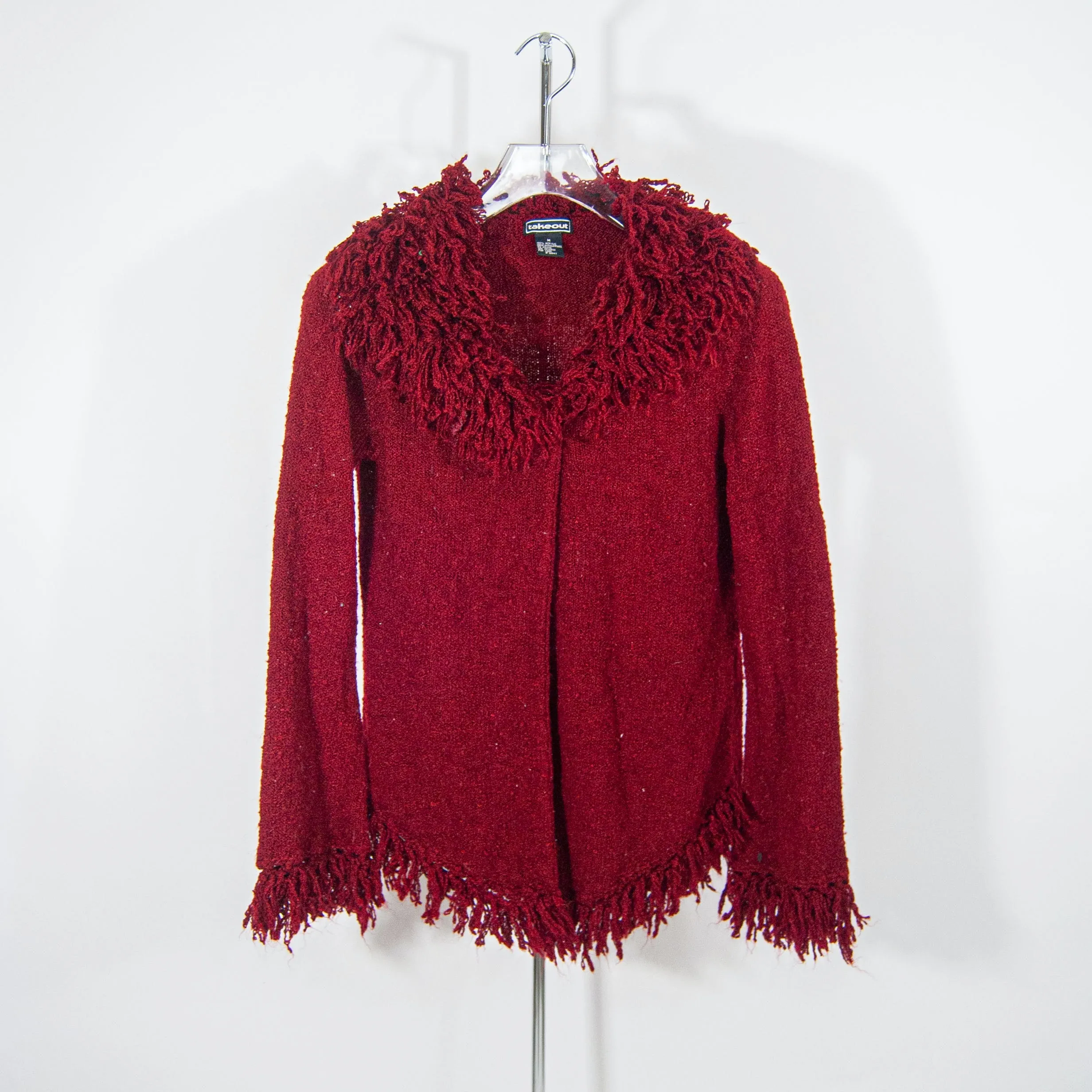 00's Red Shag Cardigan by Takeout