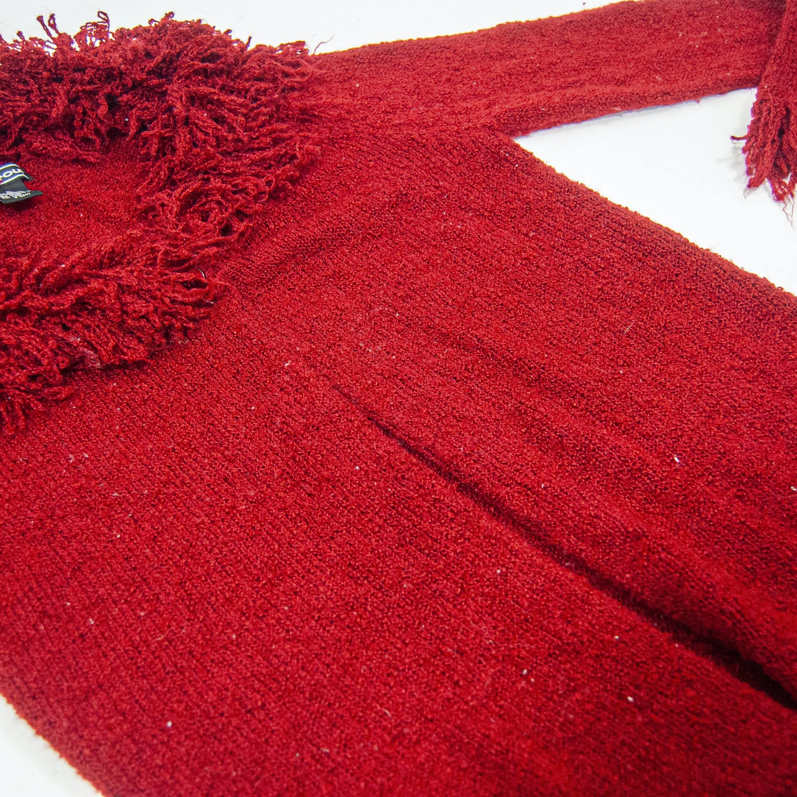 00's Red Shag Cardigan by Takeout