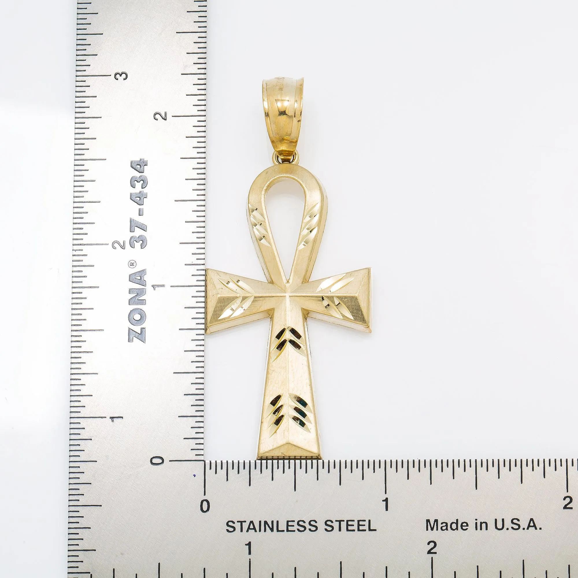 10K GOLD ANKH PENDANT 2.15"