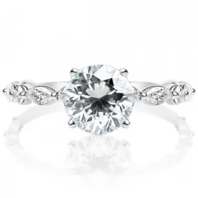 14w Round and Marquise Band Engagement Ring