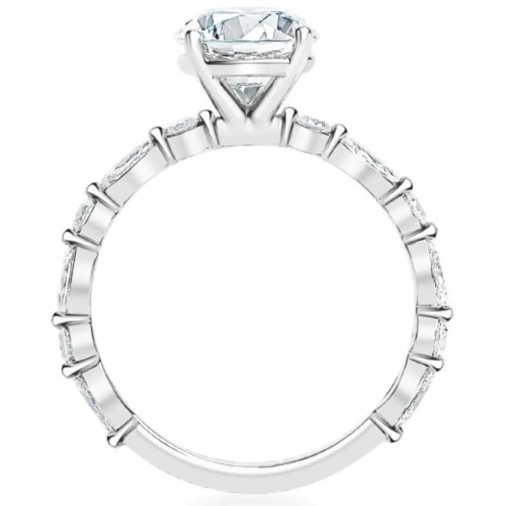 14w Round and Marquise Band Engagement Ring