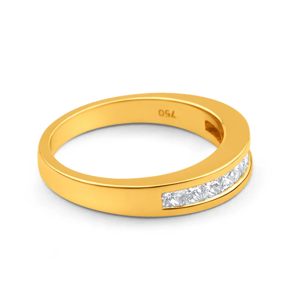 18ct Yellow Gold Ring With 0.5 Carats Of Princess Cut Diamonds