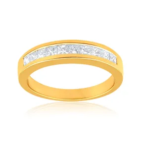 18ct Yellow Gold Ring With 0.5 Carats Of Princess Cut Diamonds