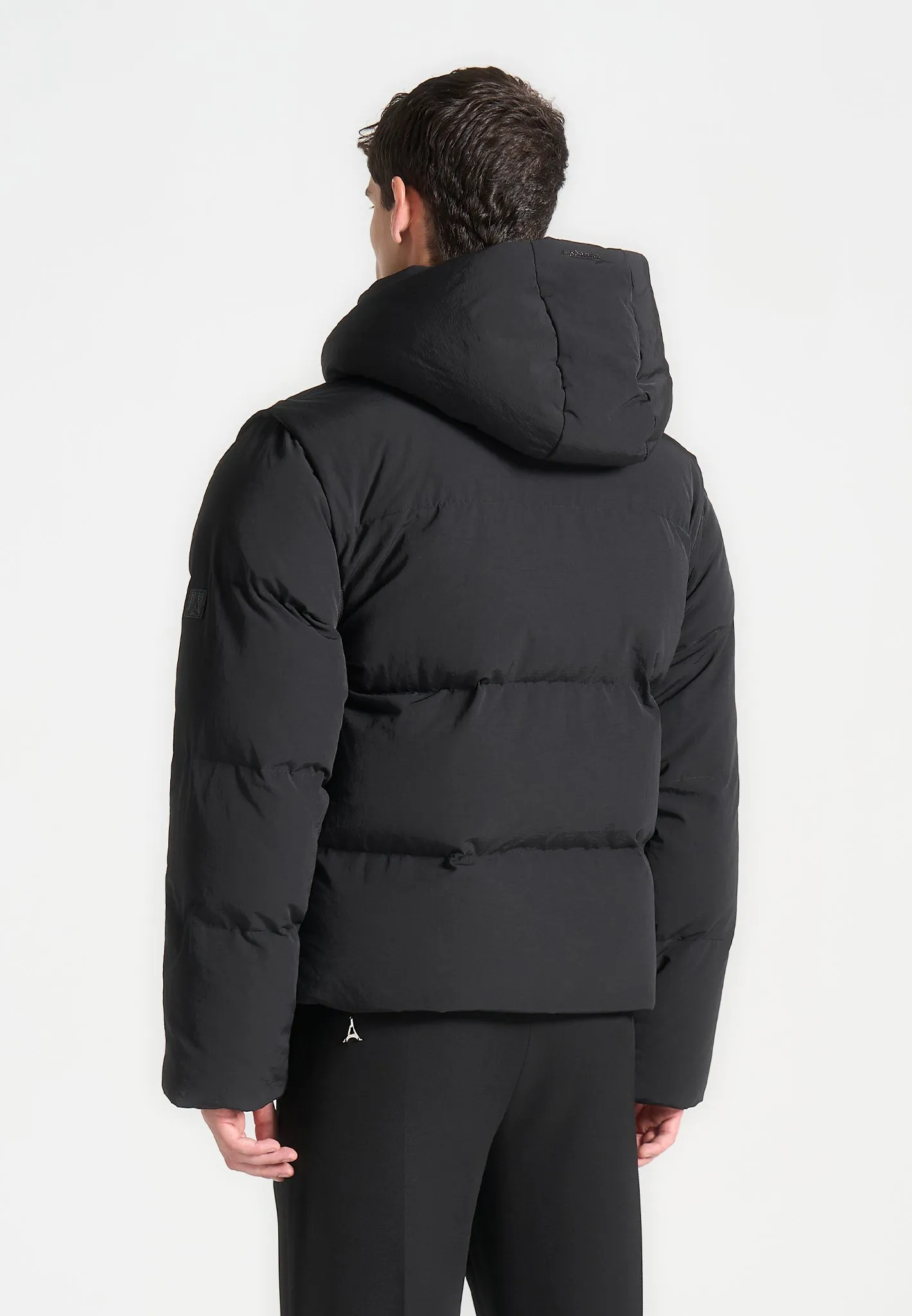 2-in-1 Hooded Puffer/Gilet - Black