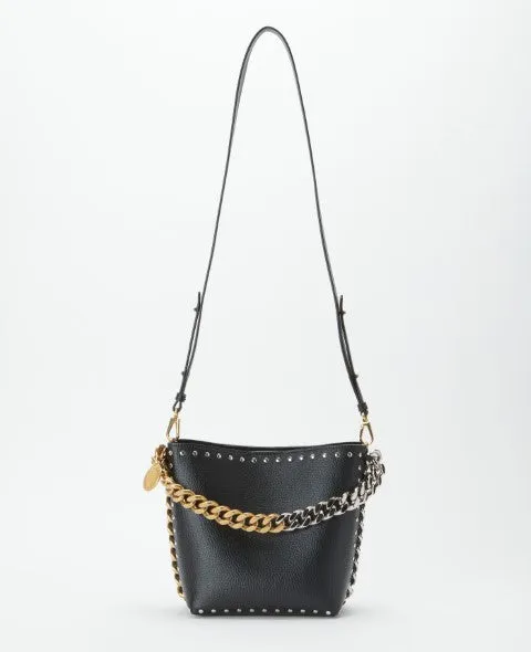 7B0033WP0238 Bucket bag with two tone chain and studs