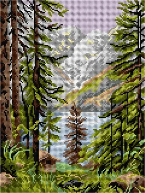 A Gloomy Day in Konigssee 3487J Needlepoint canvas for halfstitch without yarn