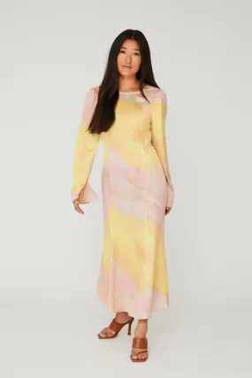 A-View - Carina Dress - 302 Yellow/Rose