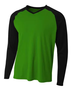 A4 N3374 Long Sleeve Strike Raglan Tee - Kelly Black