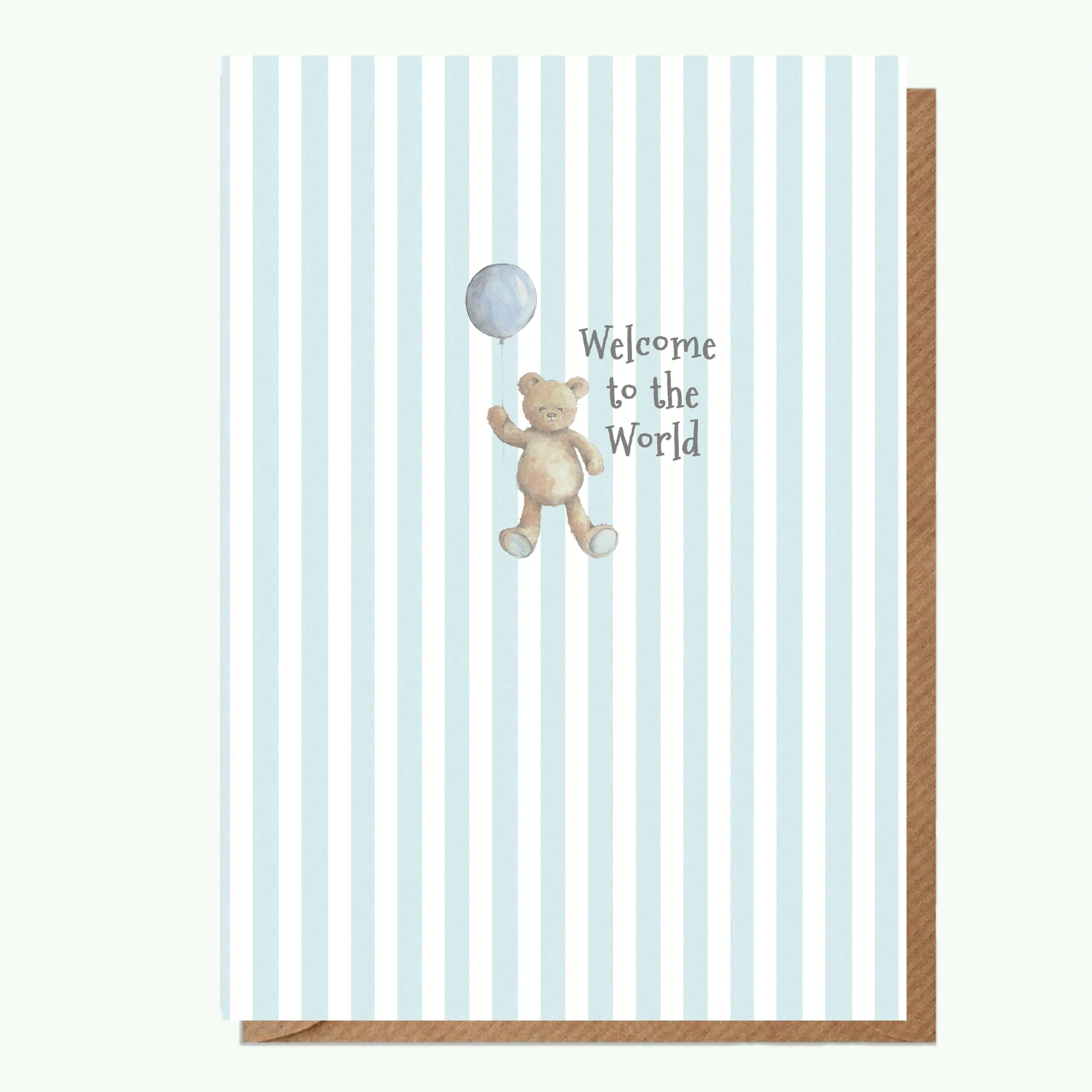 A6 Greeting Card with Ceramic Keepsake - Baby 1st Birthday Boy Teddy & Balloon