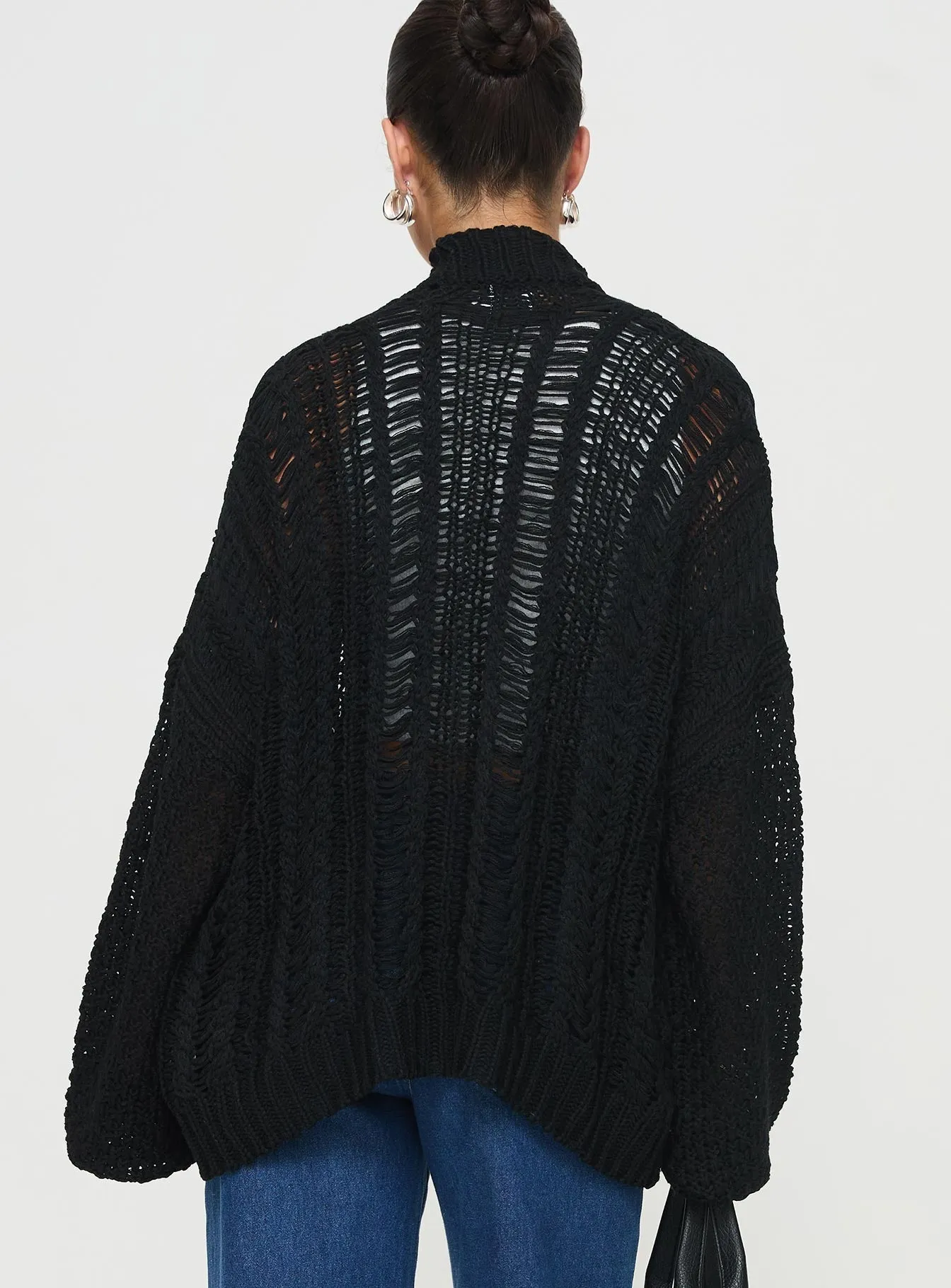 Abner Cable Cardigan Black