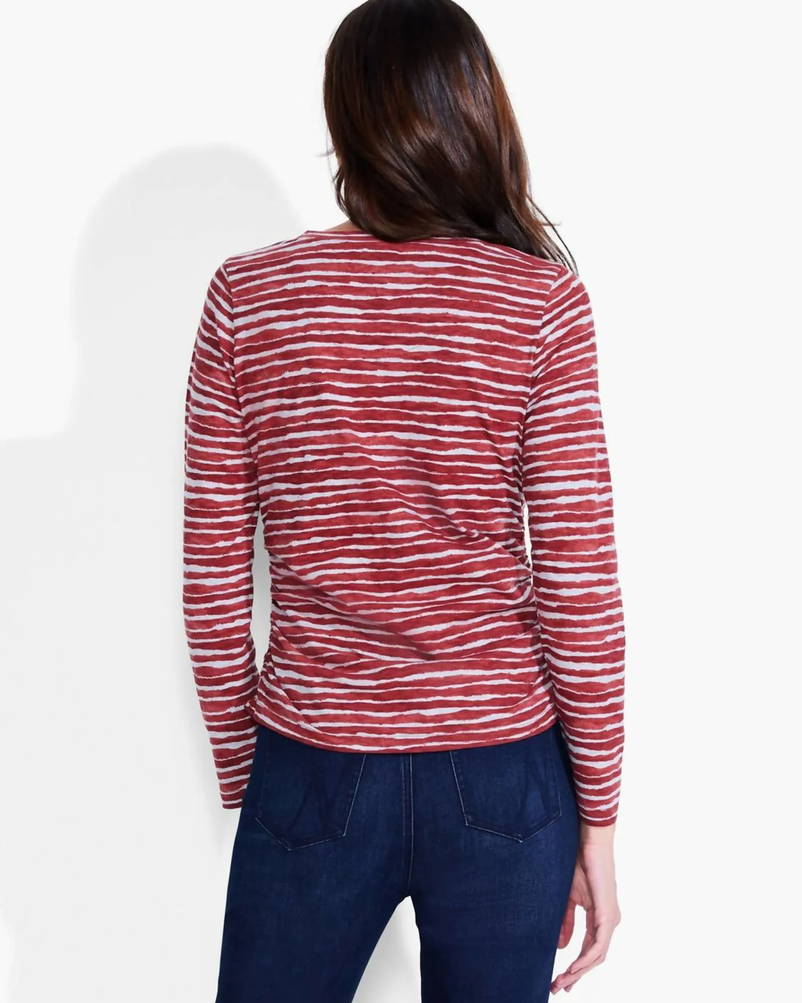 Abstract Stripe Scoop Neck Top in Red Multi | Red Multi