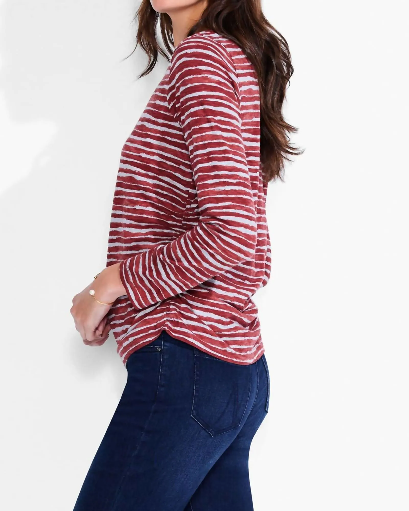 Abstract Stripe Scoop Neck Top in Red Multi | Red Multi