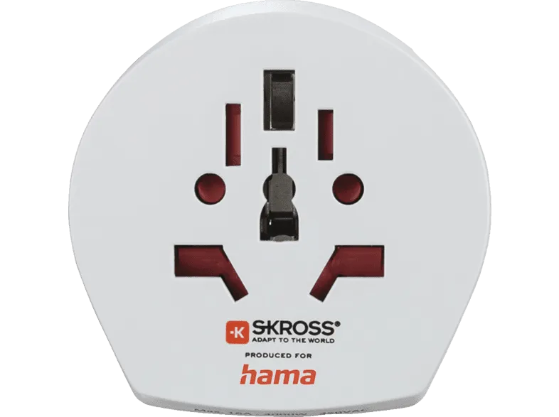 Adaptador enchufe - World to Europe Hama, 2 entradas USB, 250 V, Compatible con hasta 200 países, Blanco