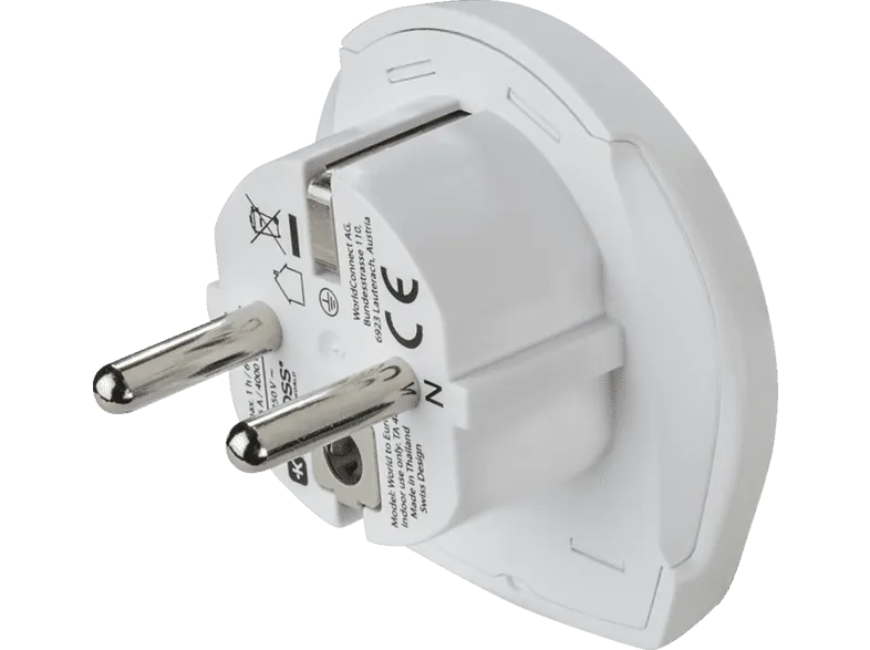 Adaptador enchufe - World to Europe Hama, 2 entradas USB, 250 V, Compatible con hasta 200 países, Blanco