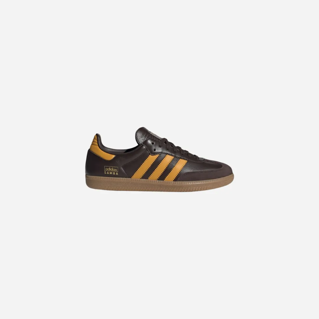 ADIDAS SAMBA SHOES CRYSTAL DARK BROWN / PRELOVED YELLOW / GUM