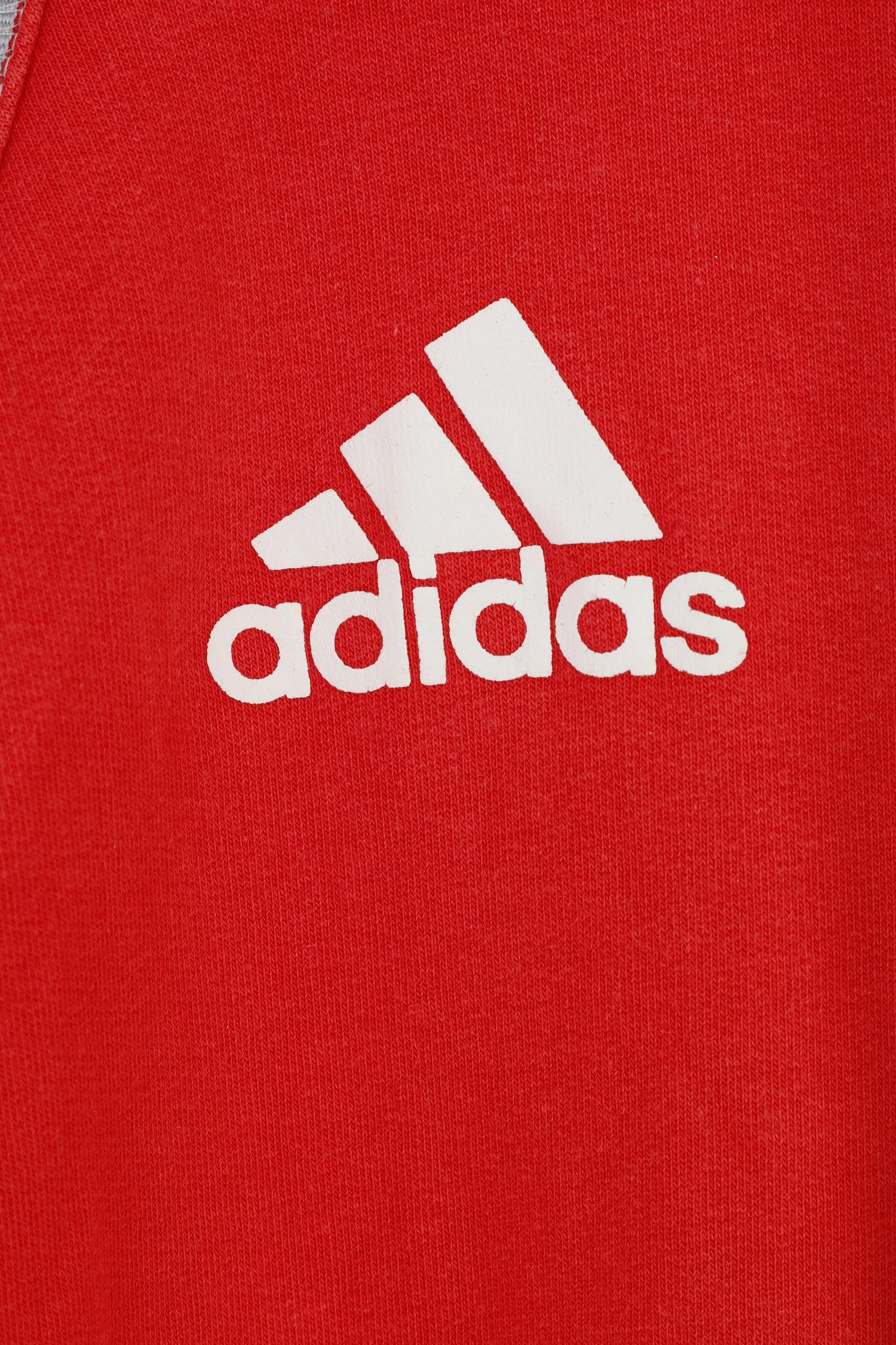 Adidas Woman M Sweatshirt Hood Full Zipper Red Cotton Vintage Sport Top