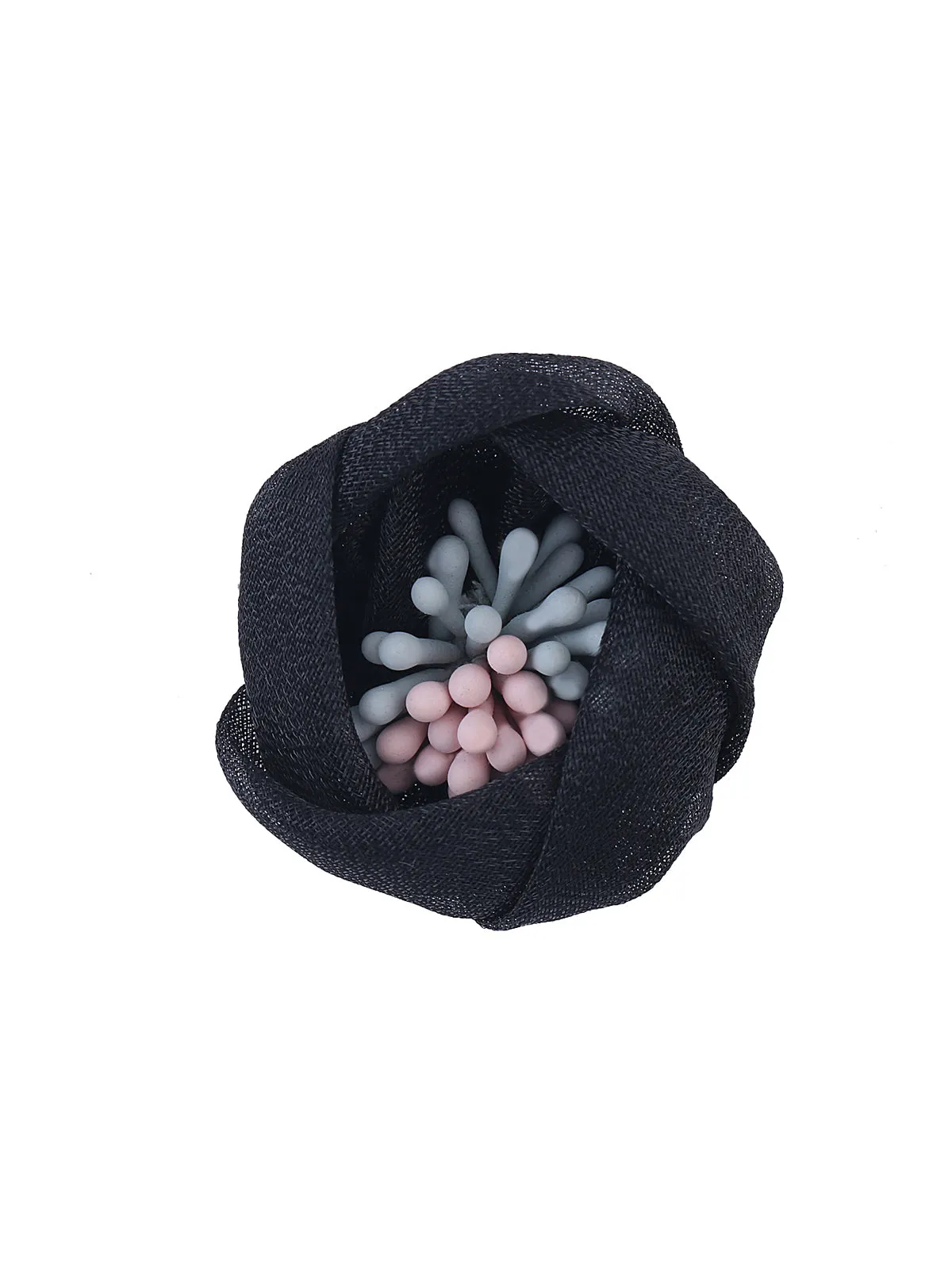 Adorning Black Applique Stiff Net Fabric Flower