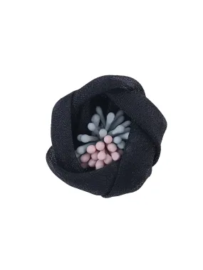 Adorning Black Applique Stiff Net Fabric Flower