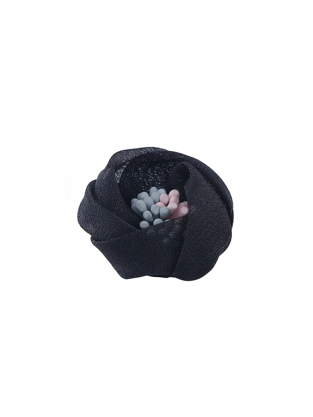 Adorning Black Applique Stiff Net Fabric Flower