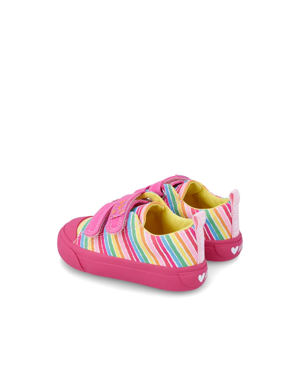 Agatha Ruiz de la Prada Girls Fushia Striped Canvas Pump