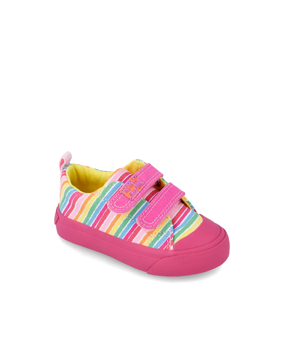 Agatha Ruiz de la Prada Girls Fushia Striped Canvas Pump