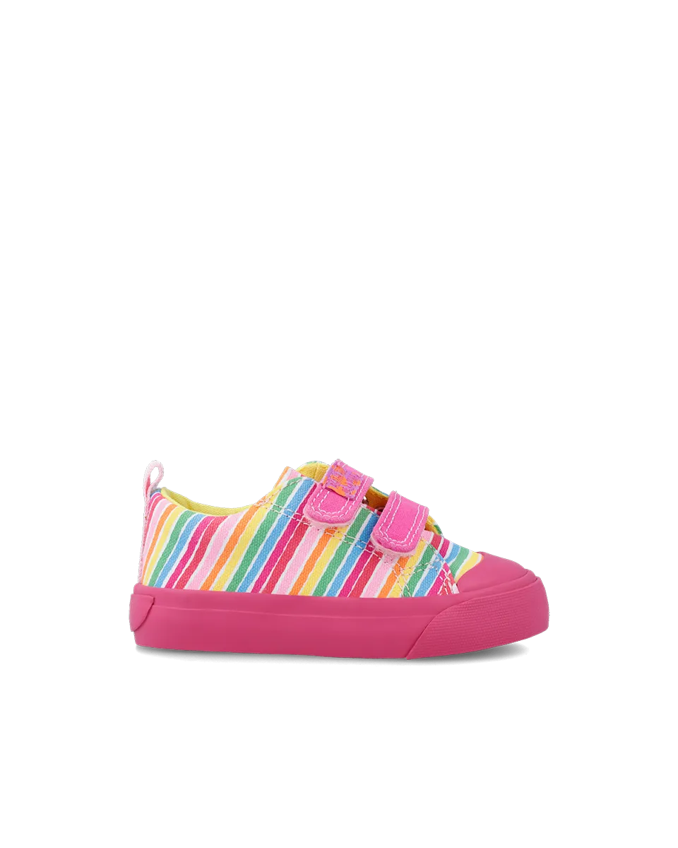 Agatha Ruiz de la Prada Girls Fushia Striped Canvas Pump