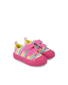 Agatha Ruiz de la Prada Girls Fushia Striped Canvas Pump