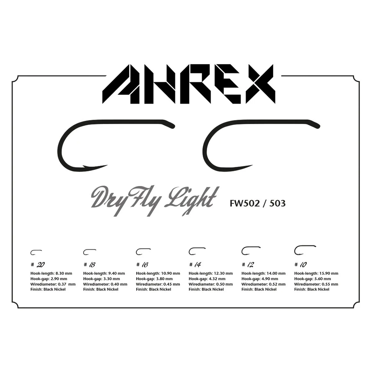 Ahrex FW 503 Dry Fly Light Barbless Hook