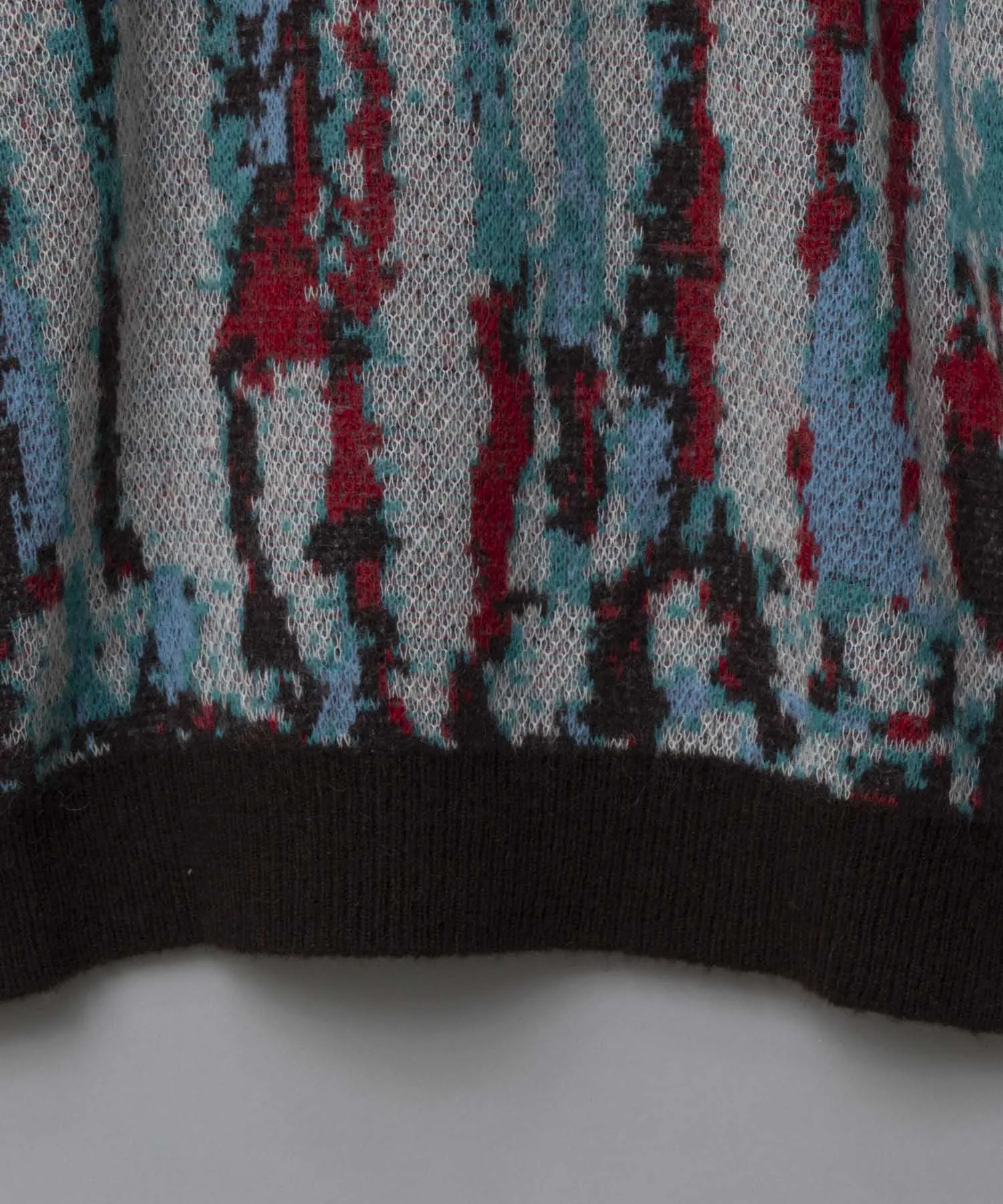 Airy Mohair Crazy Stripe Prime-Over V-Neck Knit Cardigan