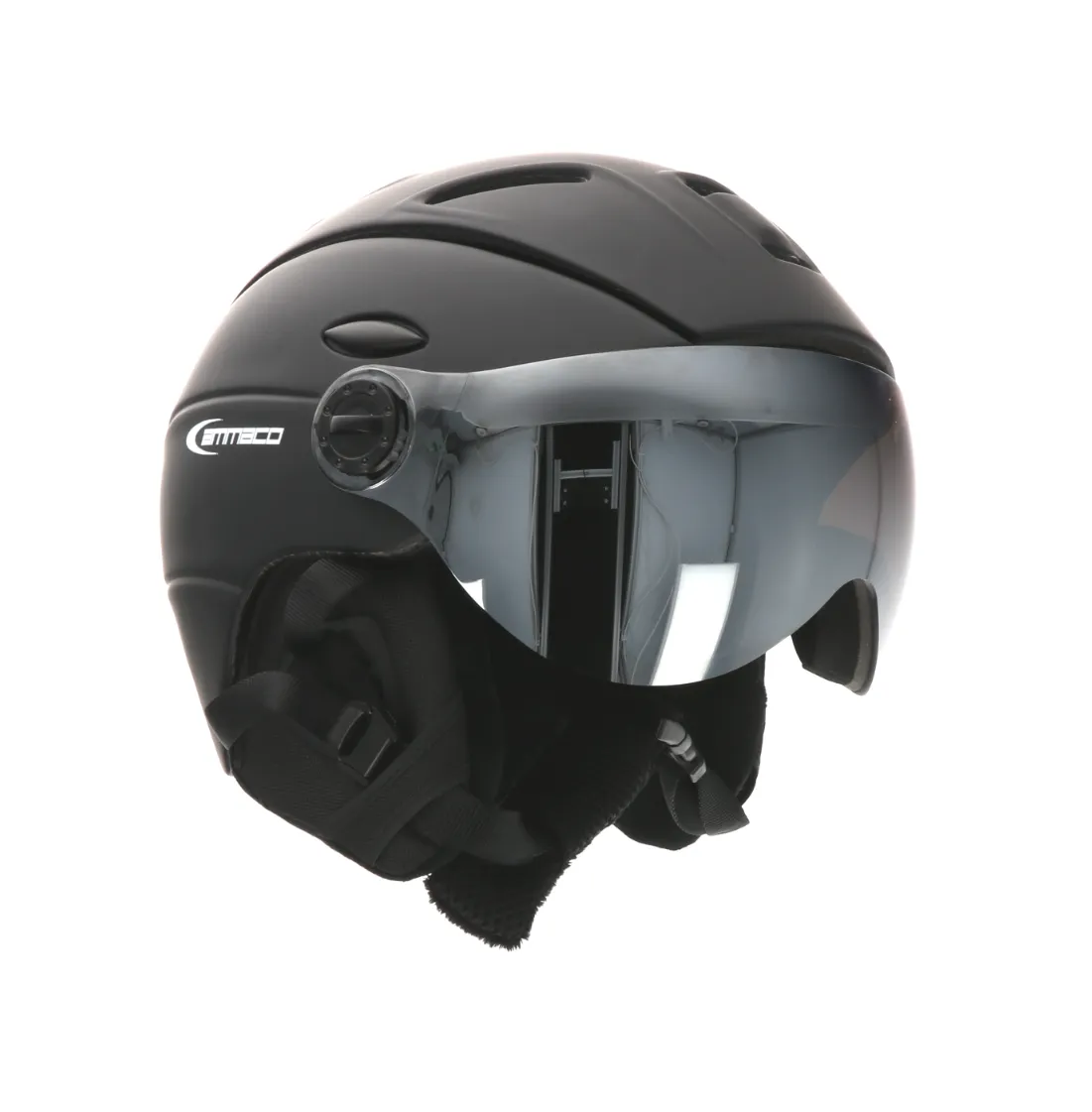 Ammaco 12 Vent Visor Ski Helmet Black With Fidlock Magnetic Clasp