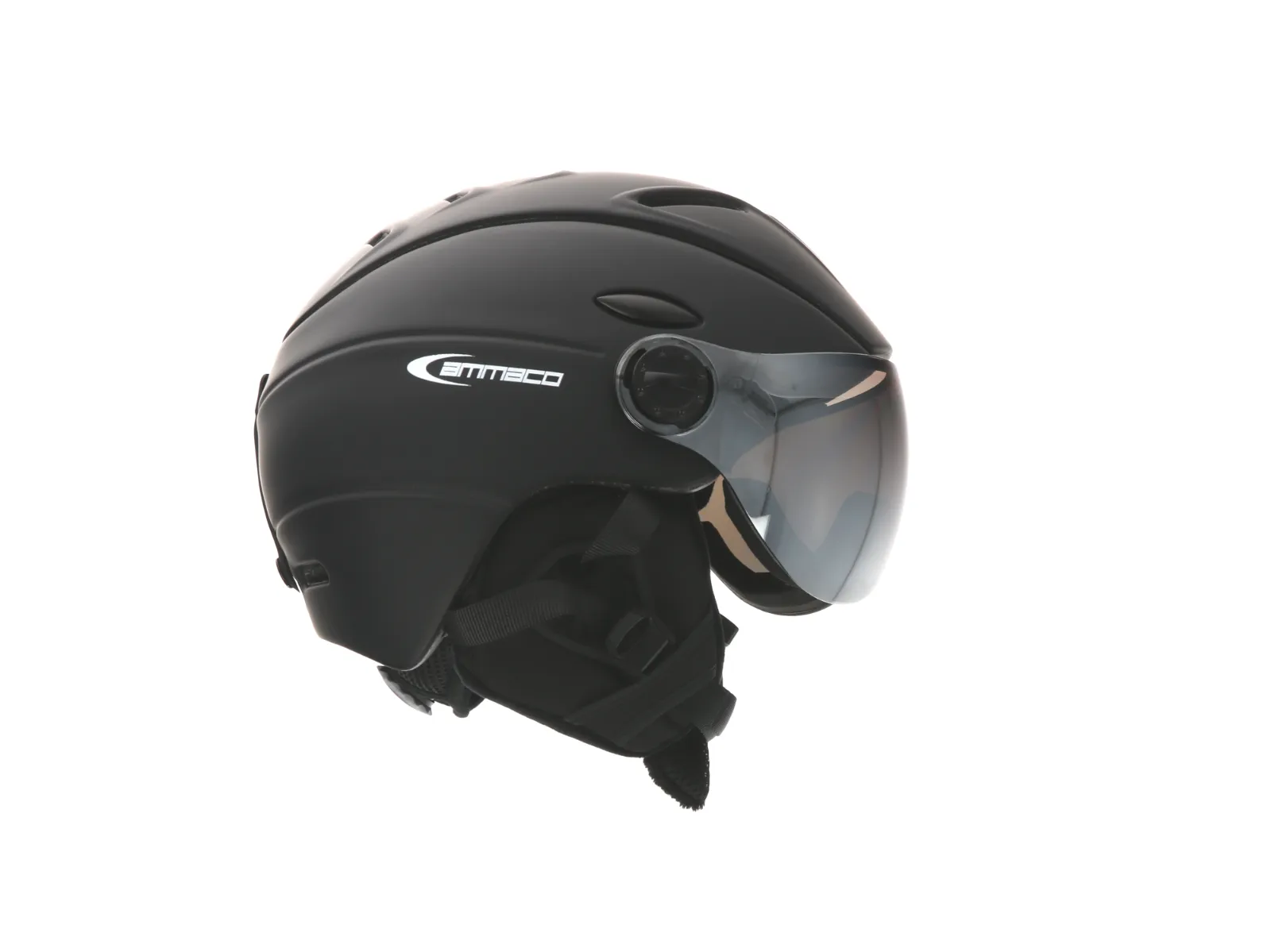 Ammaco 12 Vent Visor Ski Helmet Black With Fidlock Magnetic Clasp