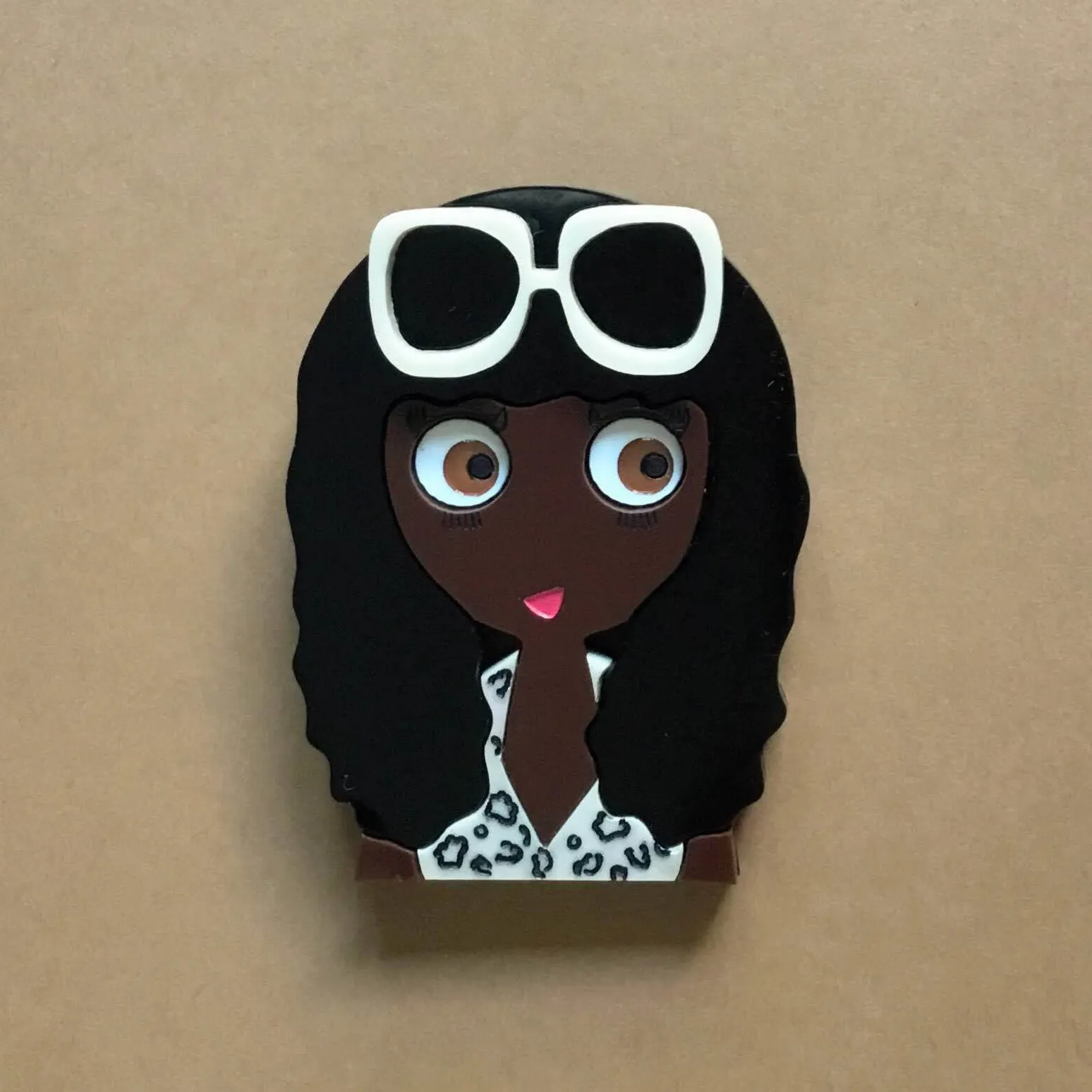 ANITA Acrylic Brooch, Leopard Print Dress & Sunglasses