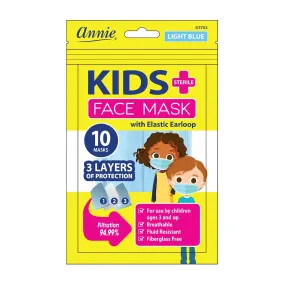 Annie Kids Sterile Face Masks with Elastic Earloops - Light Blue #3763