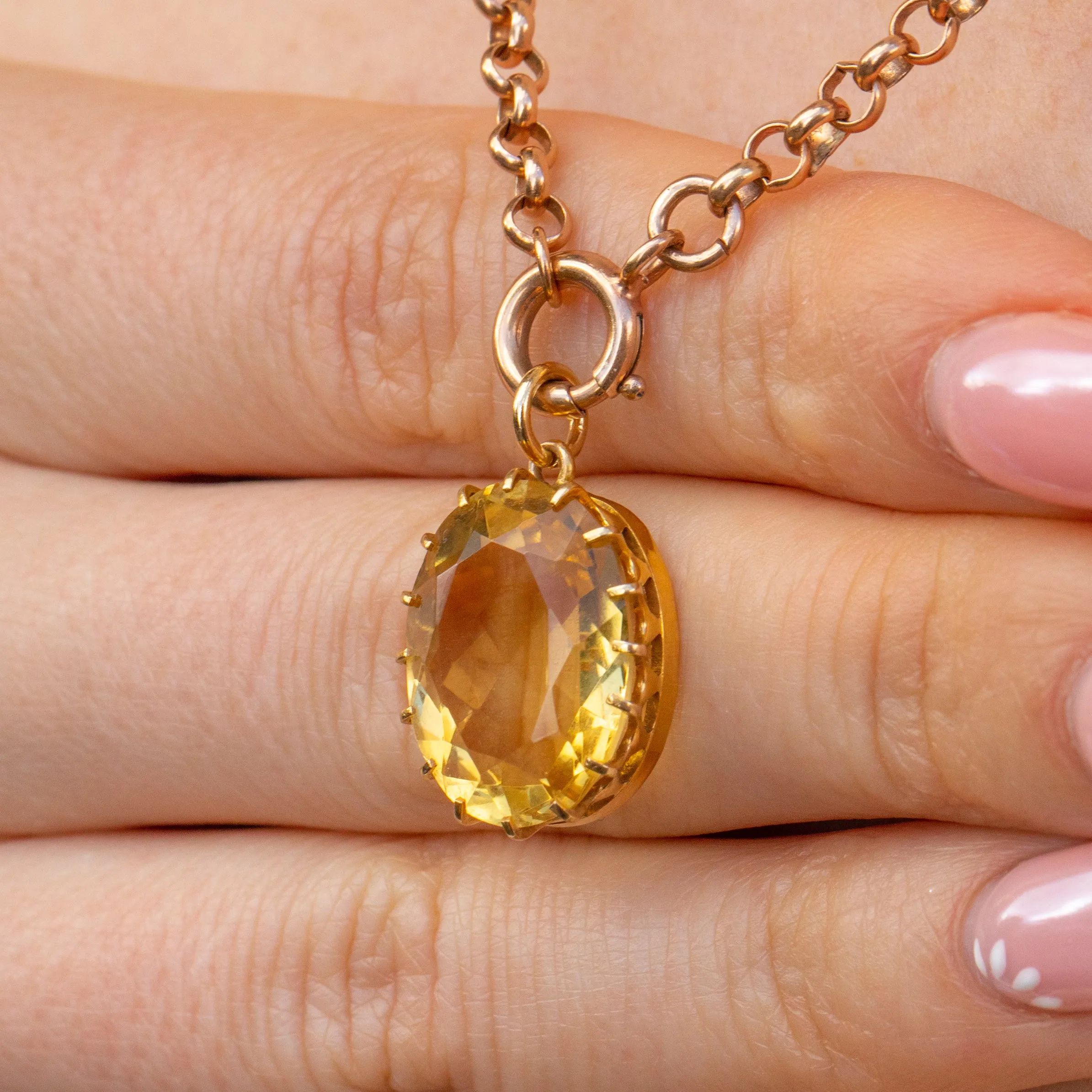 Antique 15ct Gold Citrine Pendant, 7.48ct