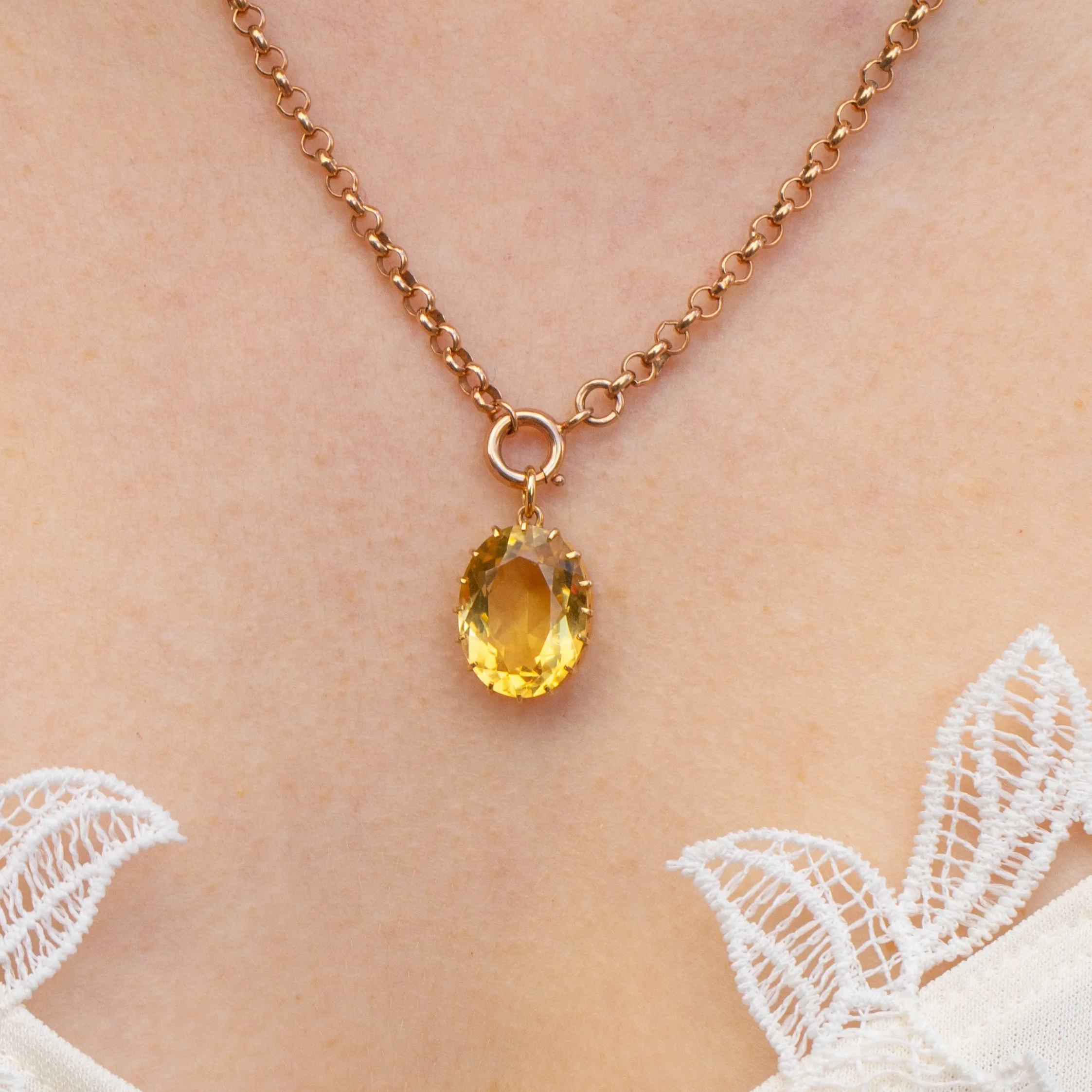 Antique 15ct Gold Citrine Pendant, 7.48ct