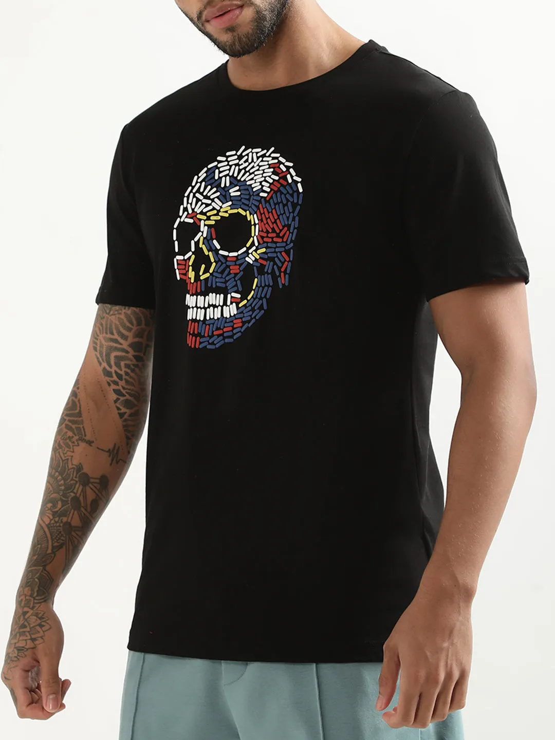 Antony Morato Black Printed Slim Fit T-Shirt