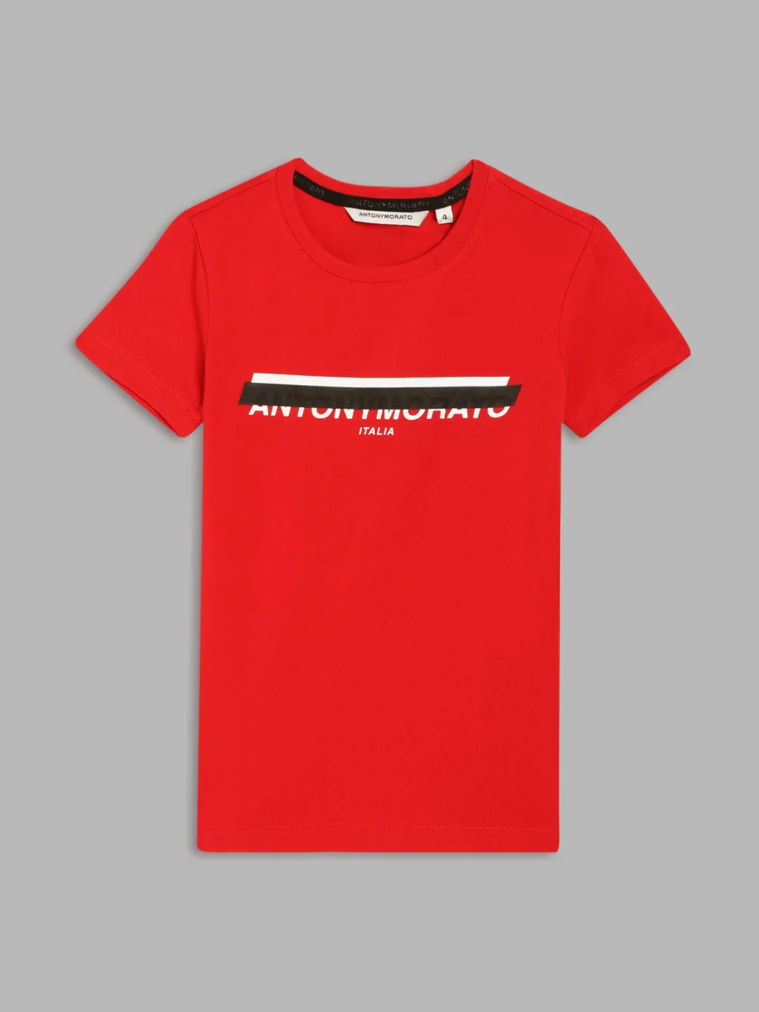 Antony Morato Kids Red Logo Regular Fit T-Shirt