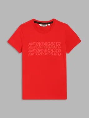 Antony Morato Kids Red Logo Regular Fit T-Shirt