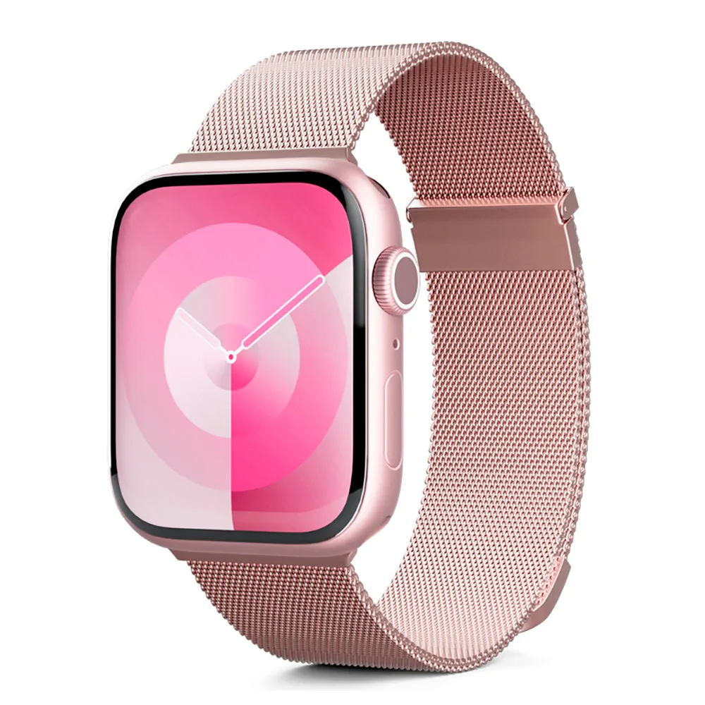 Apple Watch (42/44/SE/45/49mm) Epico Milanese  (Plus) Rustfri Stål Rem - Rose Gold