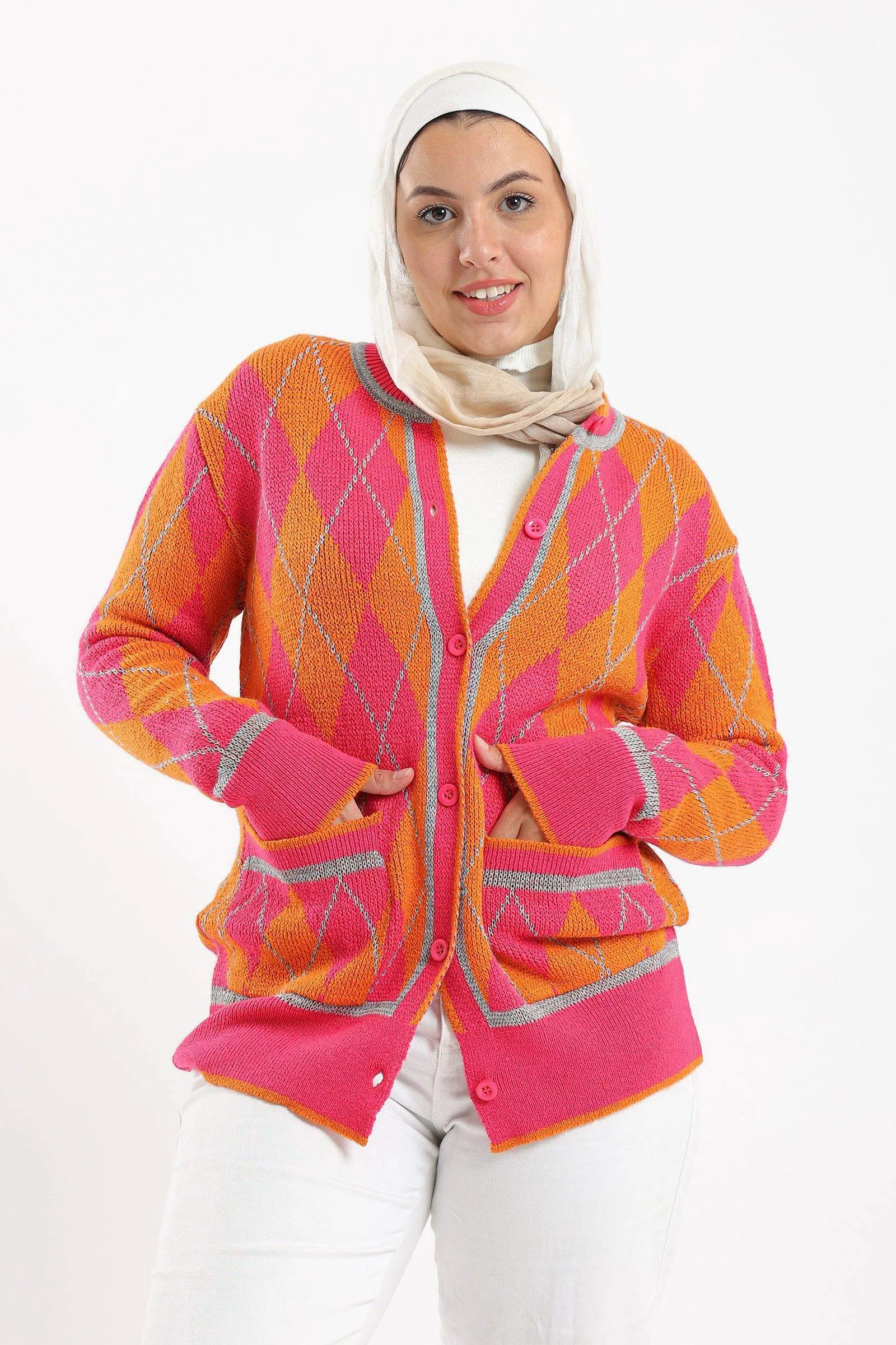 Argyle Wool Cardigan