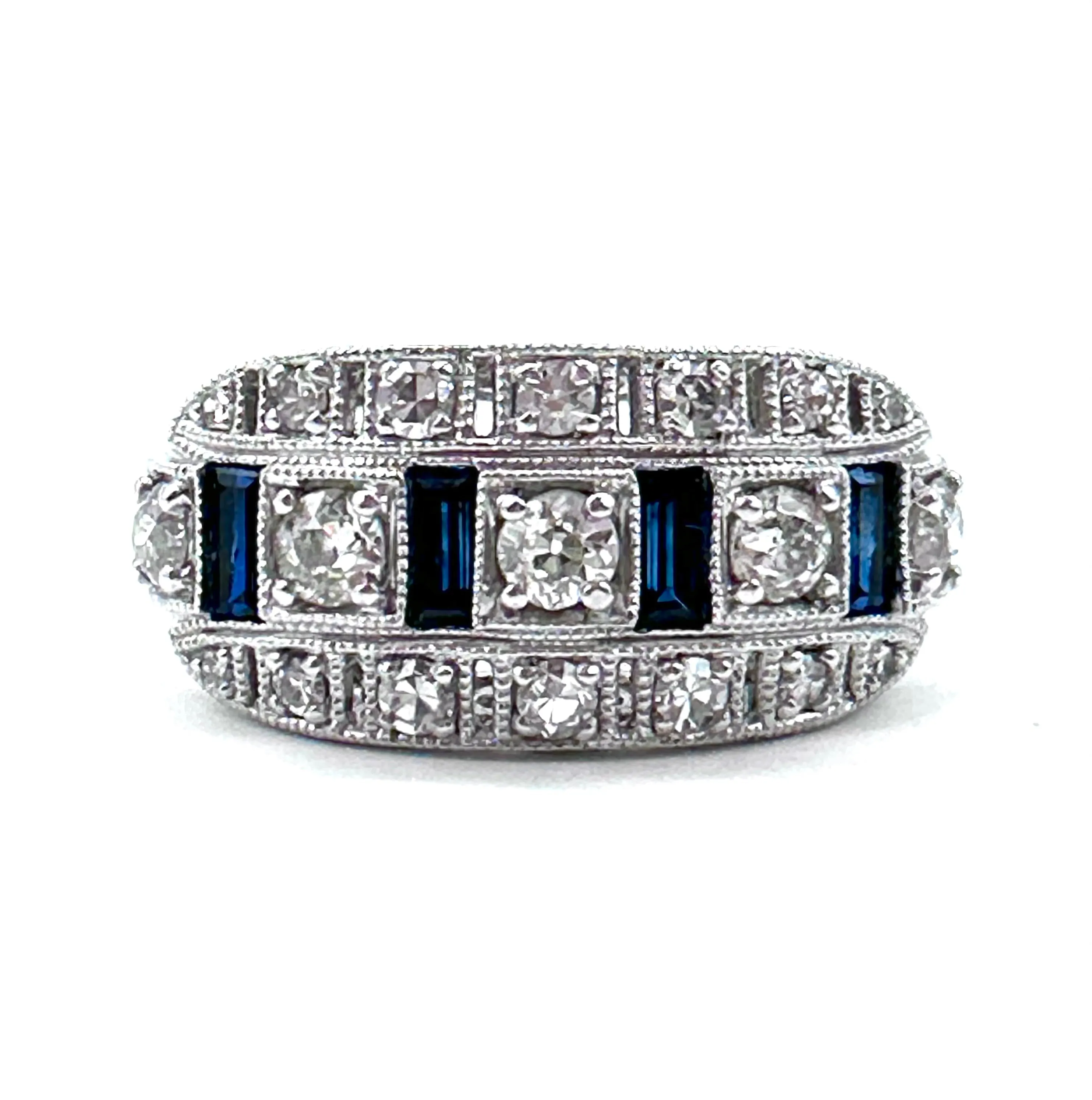 Art deco style sapphire and diamond ring