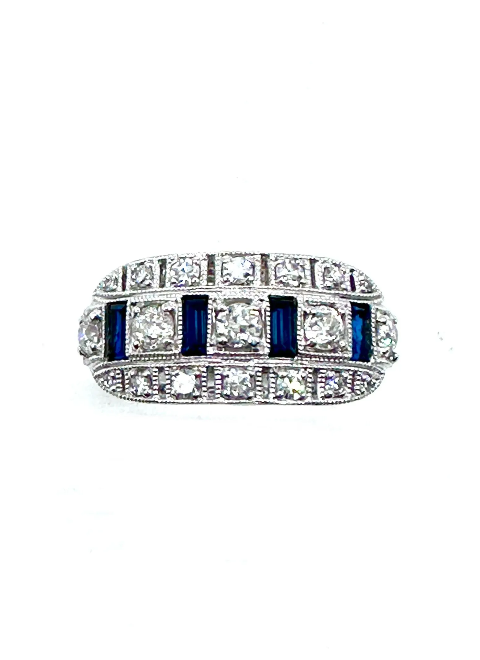 Art deco style sapphire and diamond ring