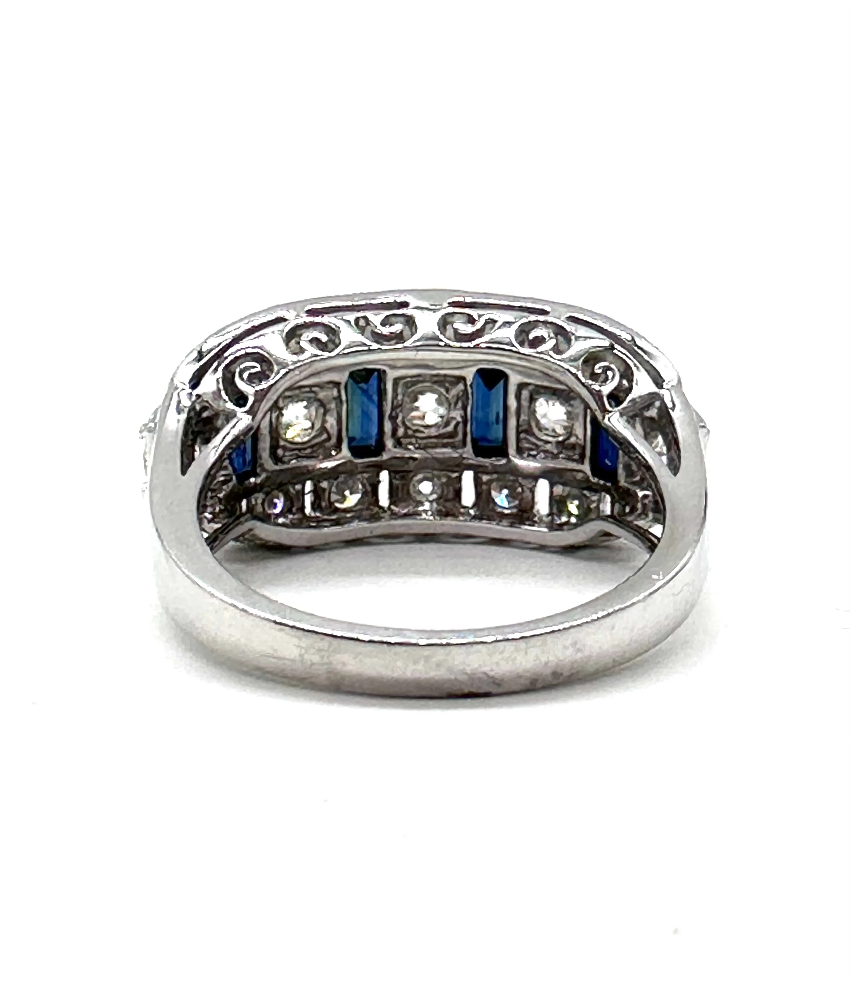 Art deco style sapphire and diamond ring