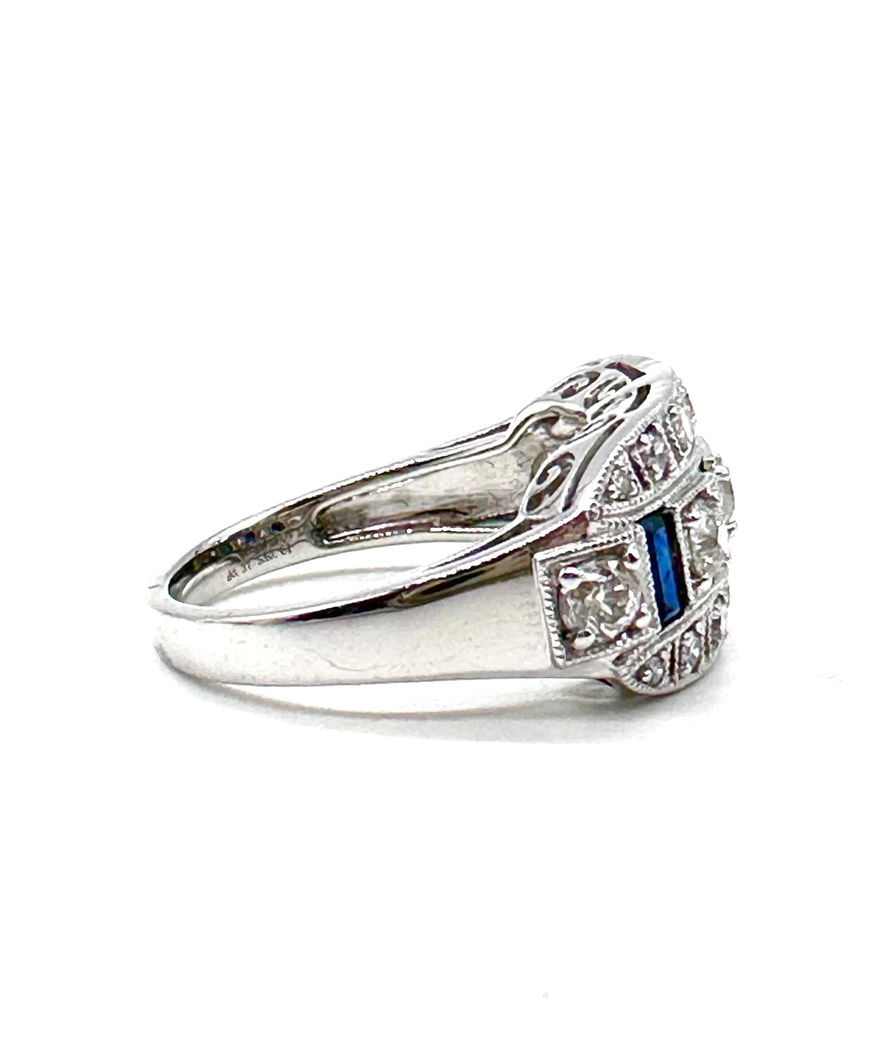 Art deco style sapphire and diamond ring