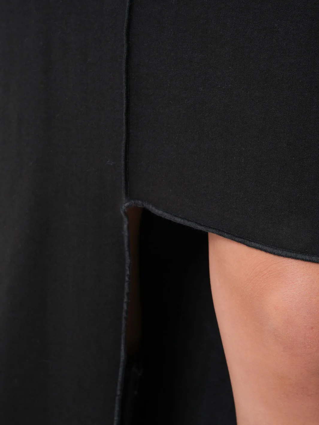 Asymmetric Hooded Black Dress