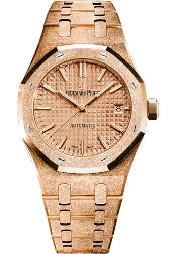 Audemars Piguet Royal Oak Frosted Gold Selfwinding Watch-Pink Dial 37mm-15454OR.GG.1259OR.03