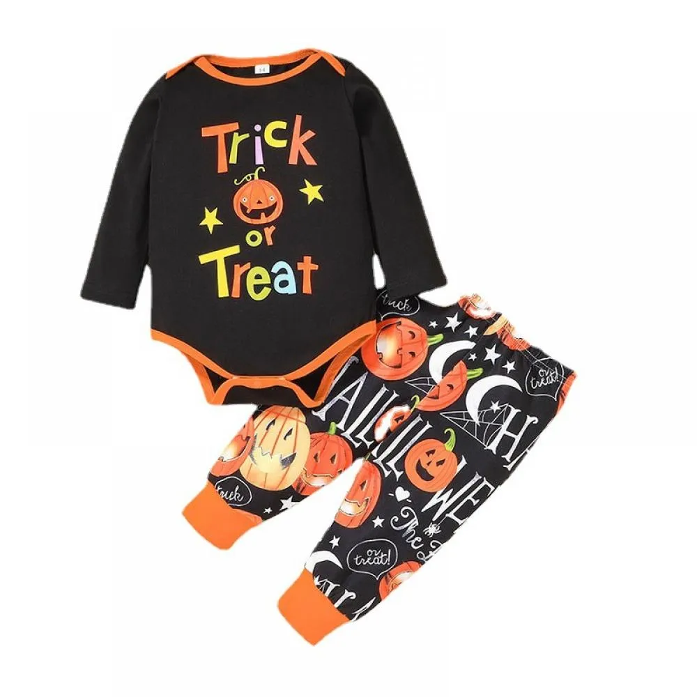 Autumn/Winter Halloween Boys Printed Long Sleeve Pants   Hat Three Piece Set Baby Clothes Wholesale