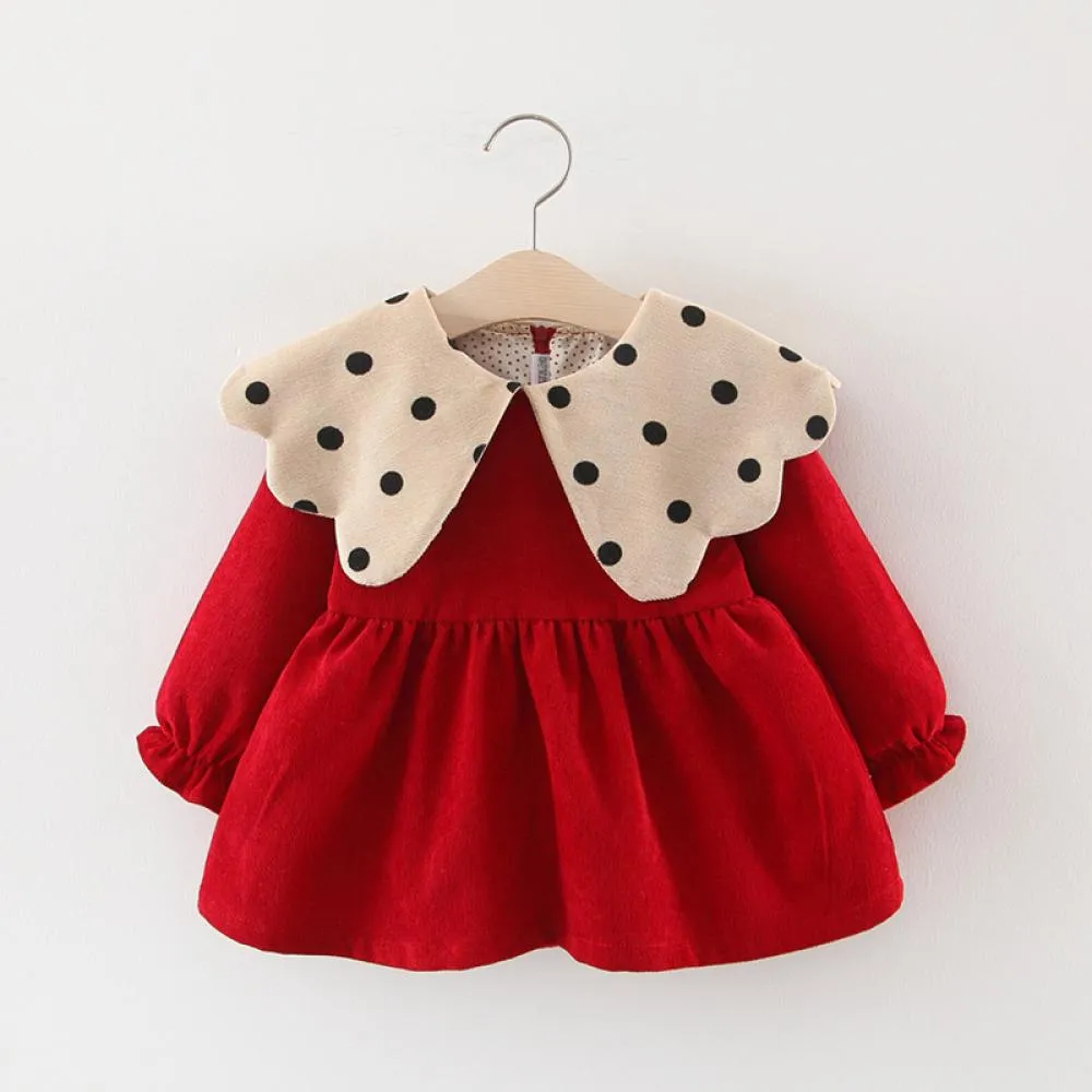 Baby Girl Western Style Color Matching Cartoon Princess Dress Autumn Wholesale Girl Dress