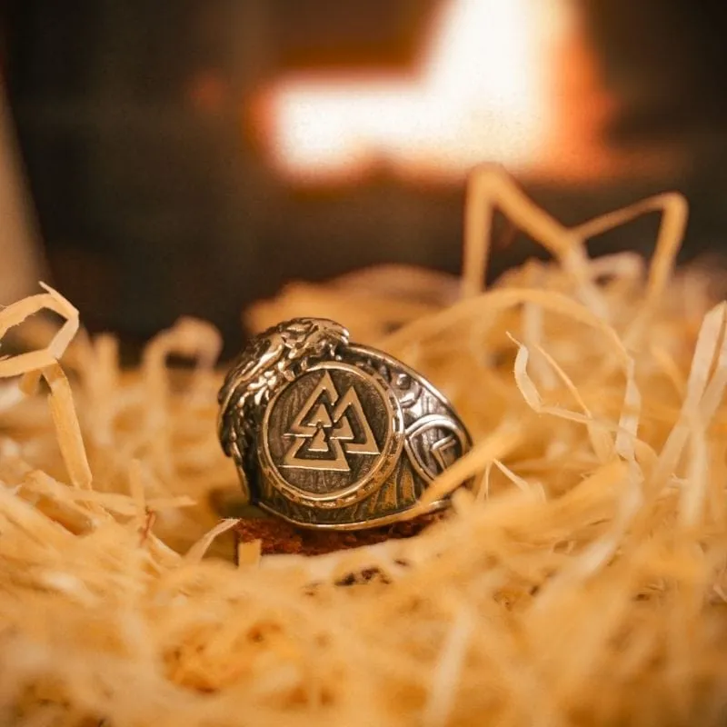 Bague symbole Valknut - Acier inoxydable - Viking